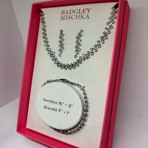 Badgley Mischka Silver Necklace,Earring, and Bracelet Set Boxed